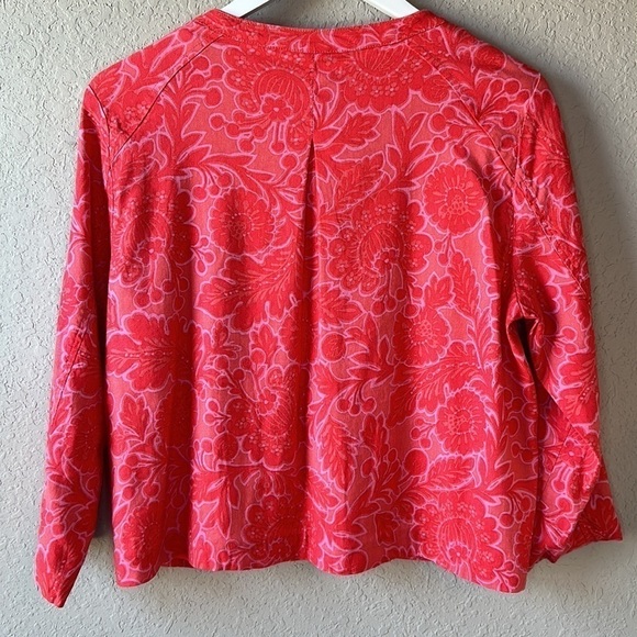 Sigrid Olsen Pink Floral Linen Blend Jacket Size Medium - Picture 4 of 10